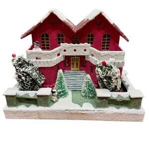 Christopher Radko Christmas village vtg putz dog snowman church holiday shine